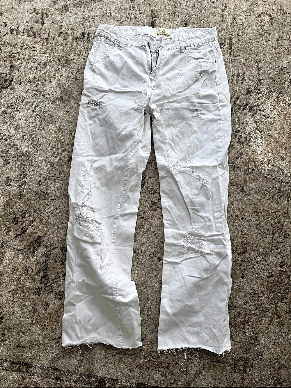DTK asos straight destroyed jeans Distressed Straight Leg Jeans in White